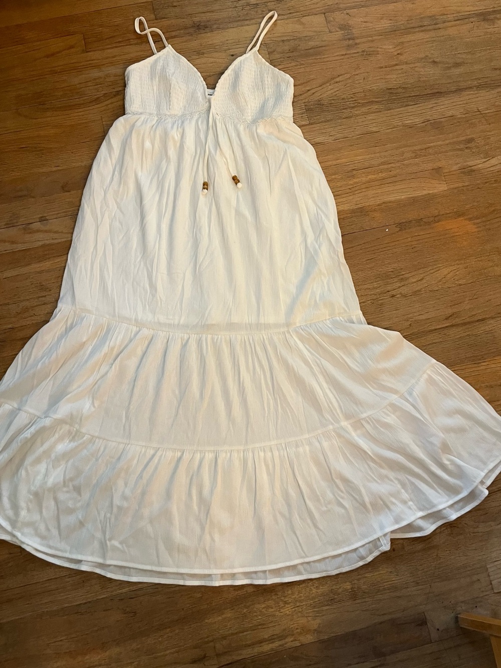 No Boundaries White Tiered Maxi Dressy Skirt with Drawstring